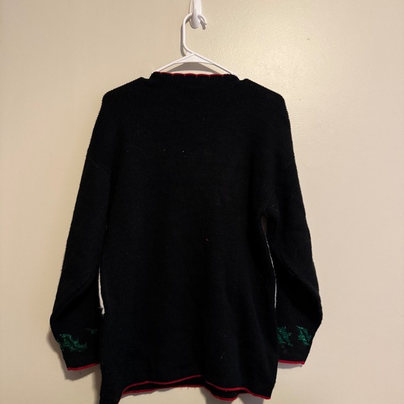 VTG JJ Poole Ugly Christmas 100% Acrylic Sweater Holiday Ornaments Candy Cane S - Picture 3 of 3